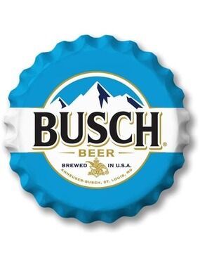 Busch Beer Metal Bottle Cap Sign Garage Shop Bar Man Cave Outdoor Decor LARGE NW